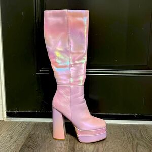 Iridescent platform boots